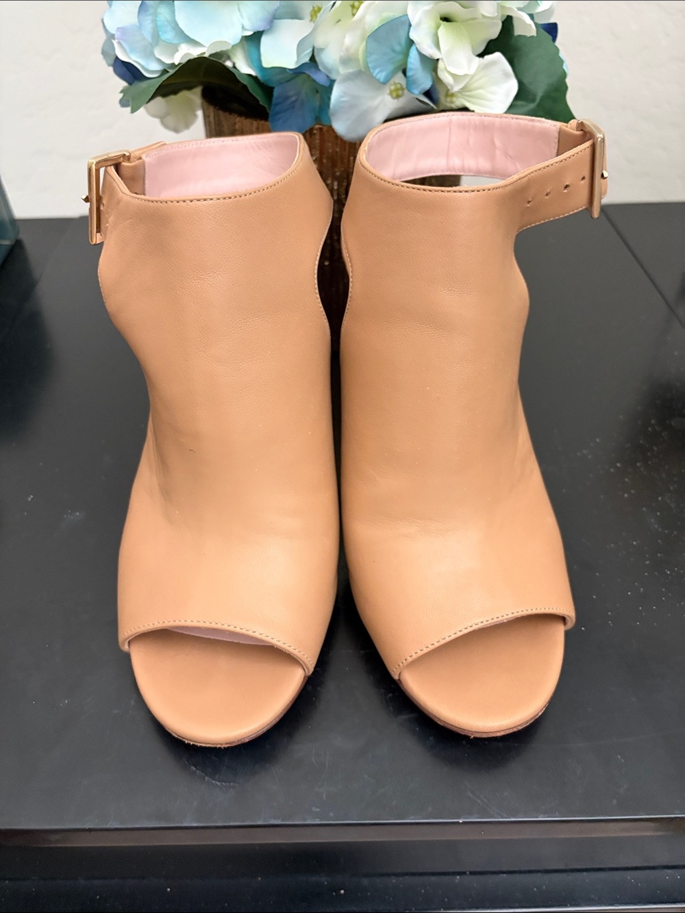 kate spade Tan Leather Open-Peep Toe Slingback Mules (3 1/2 in. Heels) - Picture 2 of 9
